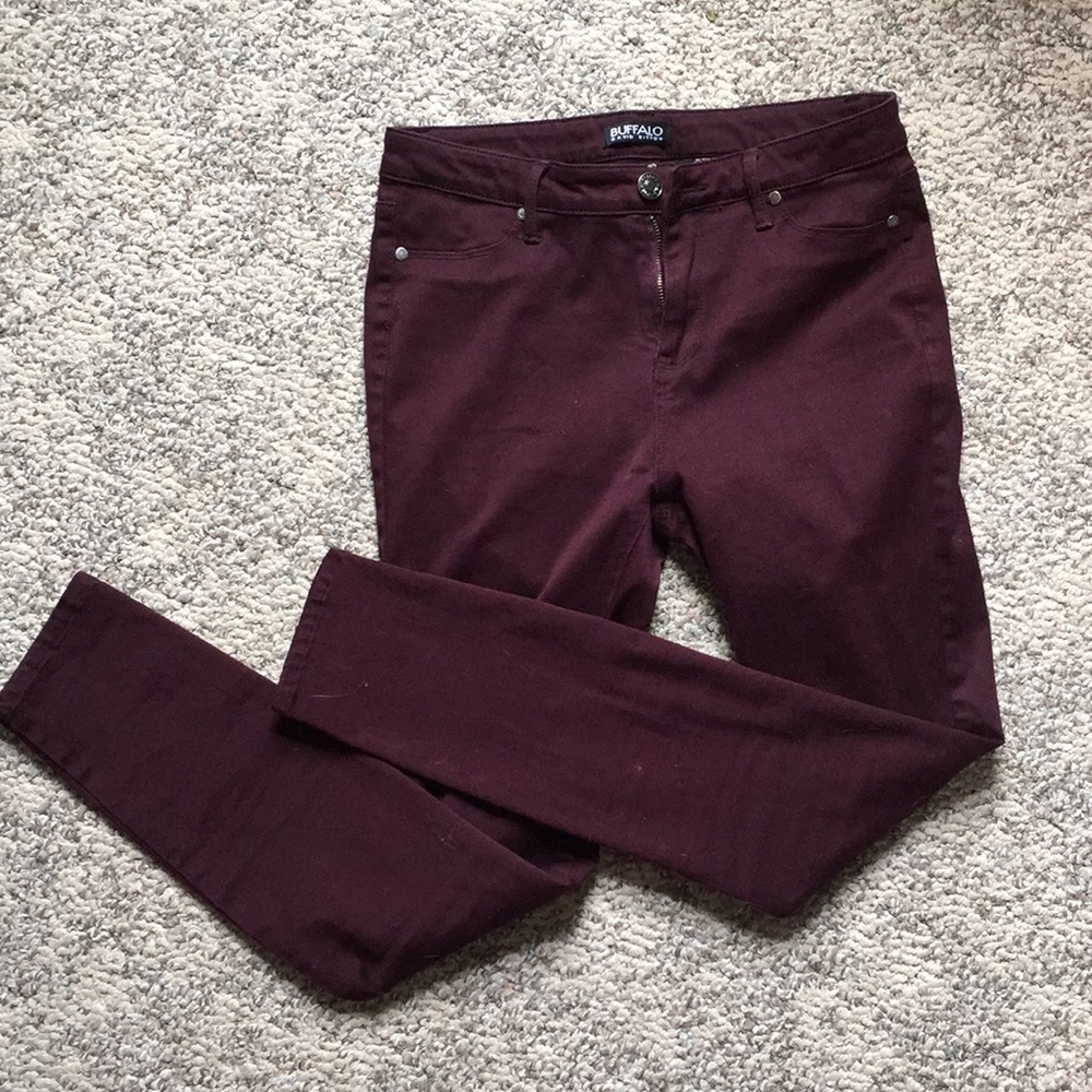 Maroon/Burgundy Buffalo Skinny Jeans